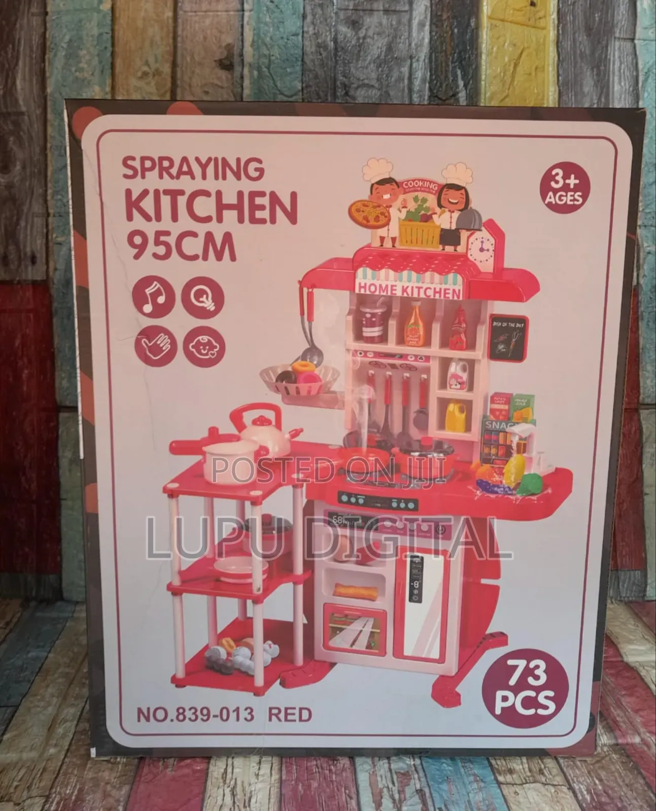  Kitchen Play Set 95 Cm, 73-pieces. Red And Green.