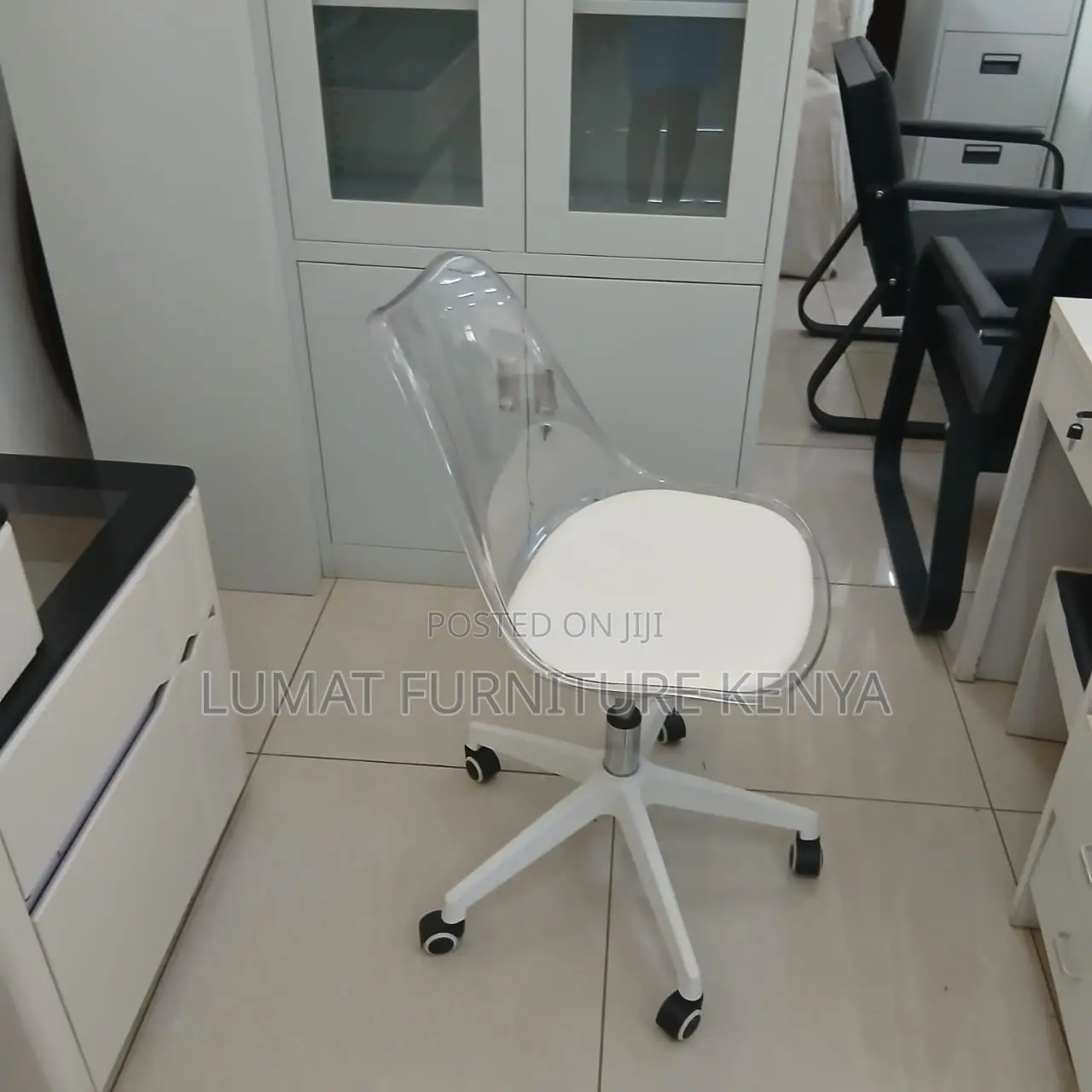 White Transparent Swivel Chair