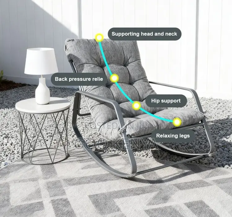 Home Chair; Metal Framed Balcony Outdoor Rocker Chair for Two