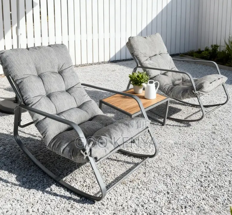 Home Chair; Metal Framed Balcony Outdoor Rocker Chair for Two