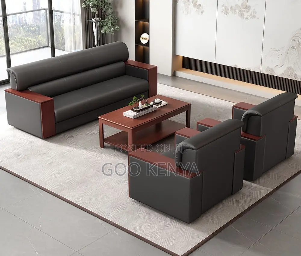 Home Sofa; 5-Seater Leather Sofa With Coffee Table and Charging Port