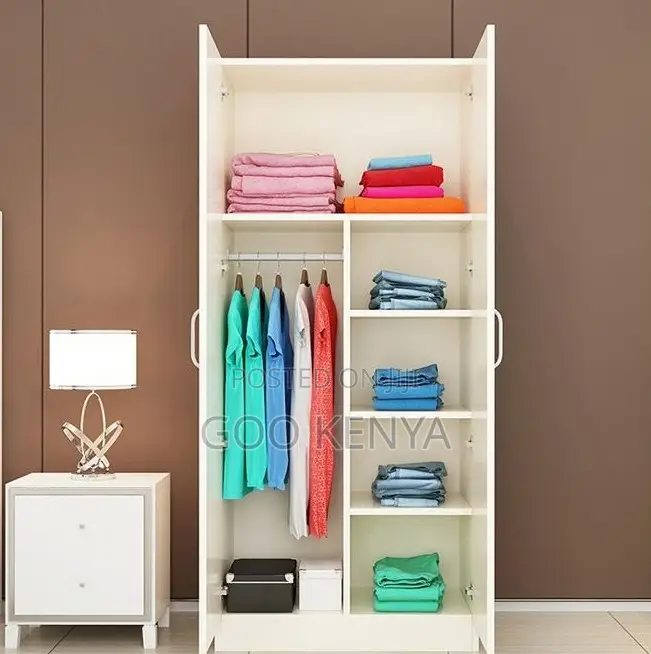 Home Wardrobe; 2-Door Bedroom Wardrobe With Hanging and Drawer Section