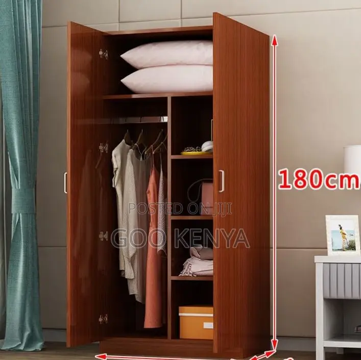 Home Wardrobe; 2-Door Bedroom Wardrobe With Hanging and Drawer Section