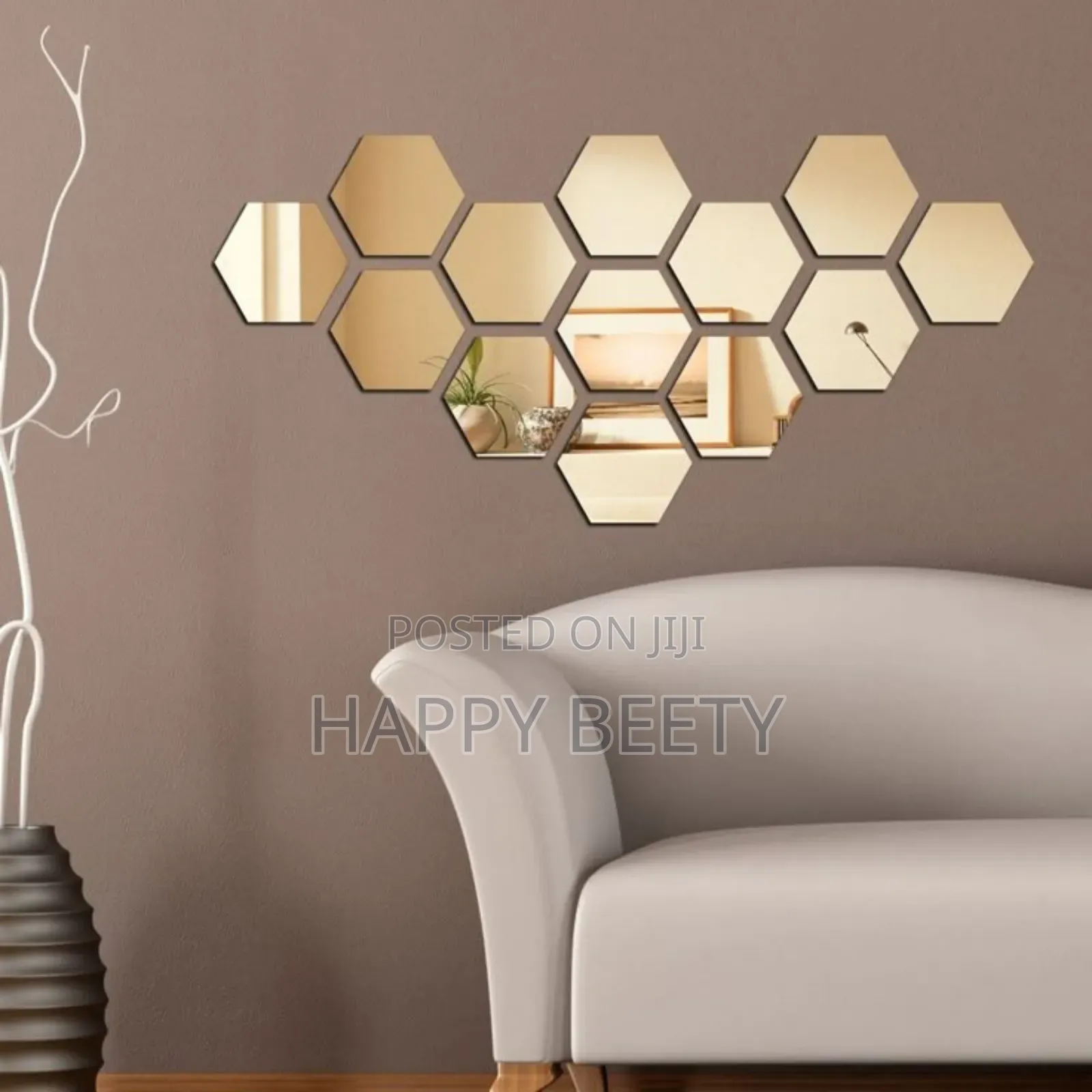 12 PCS Hexagonal Mirror Stickers