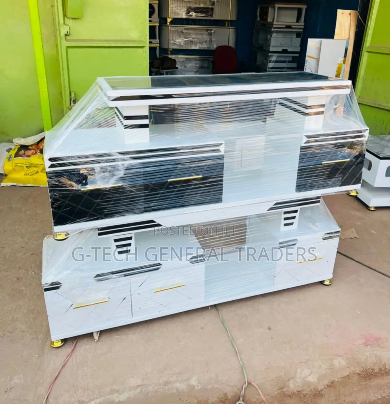 Executive Tv Stand With Marble Coating And Light