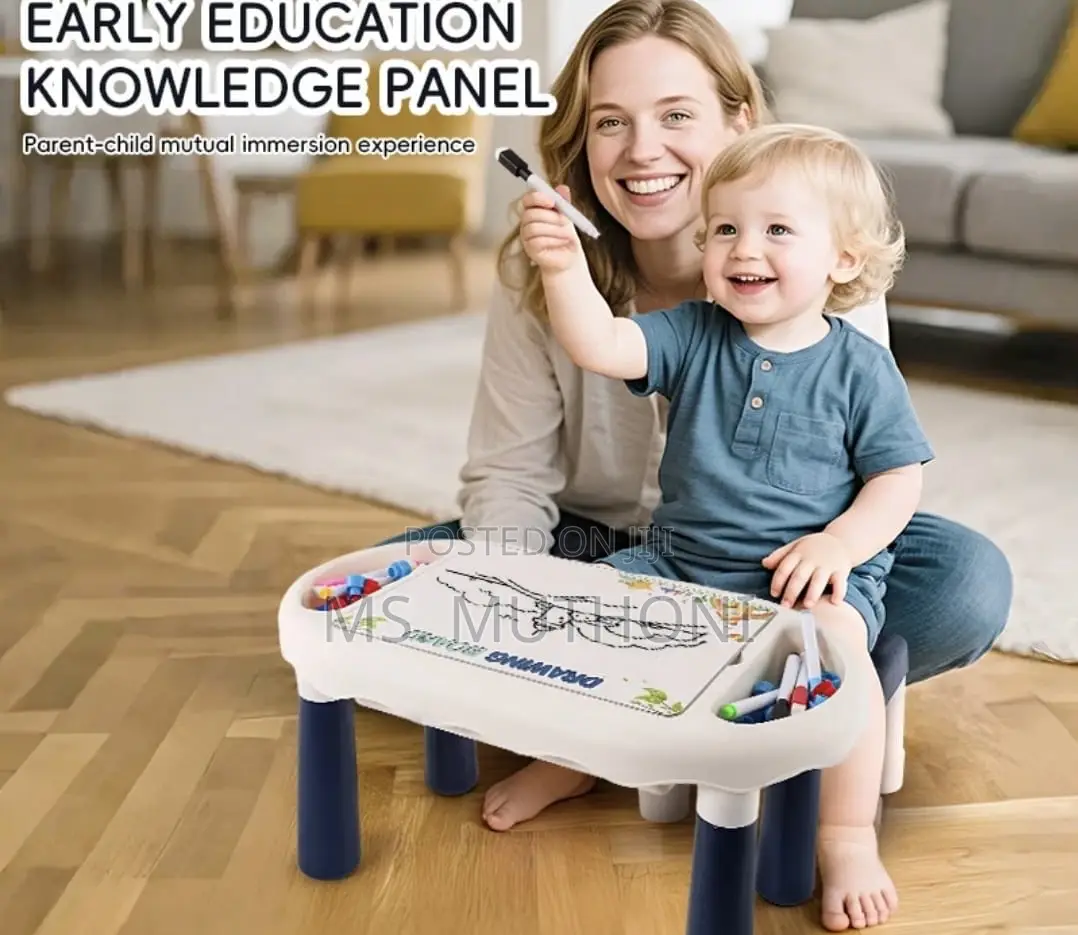6-in-1 Kids Learning Activity Table - With Magnetic Board and Stool