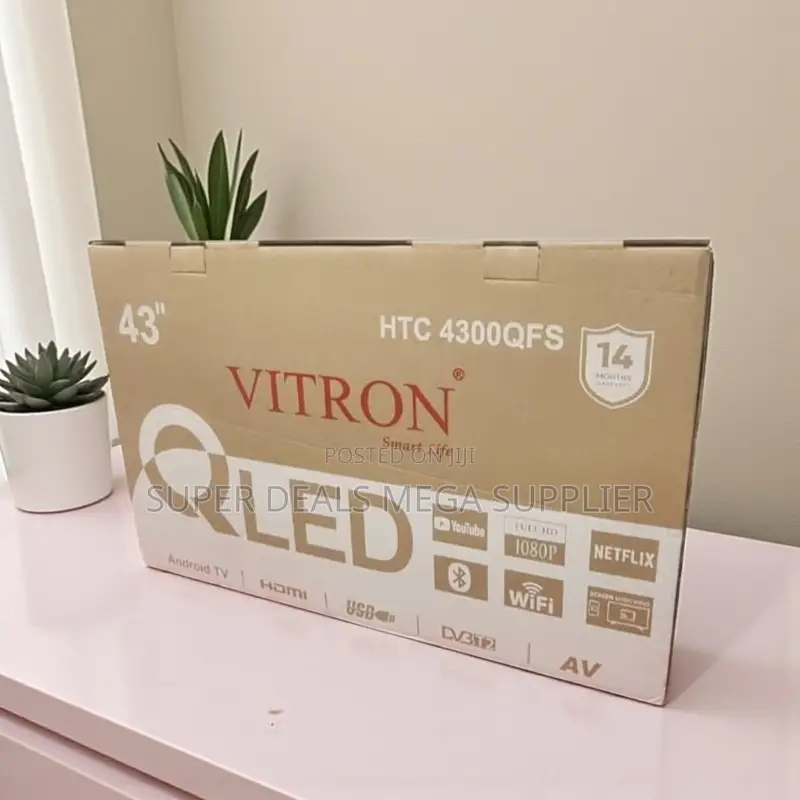 Vitron 43 Inch Qled Smart Android Tv With Bluetooth and Wifi