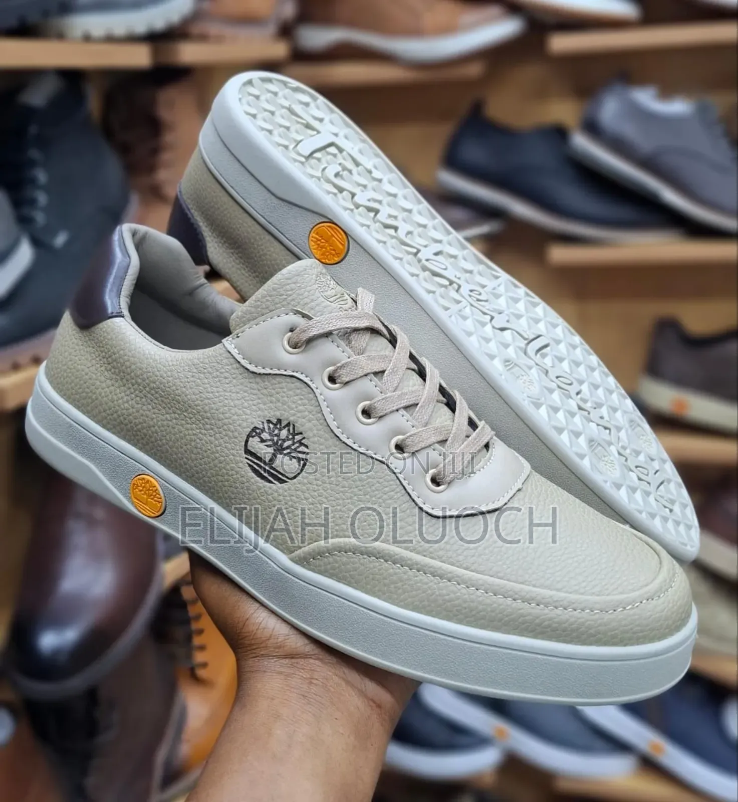 Beige Pure Learher Timberland Casual Shoes