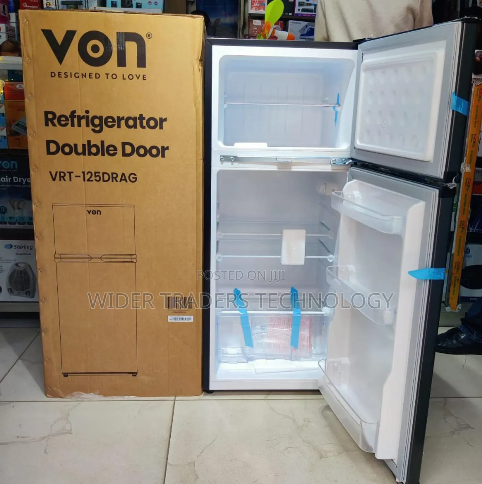 Von Double Door Fridge 125litres Direct Cool Silver