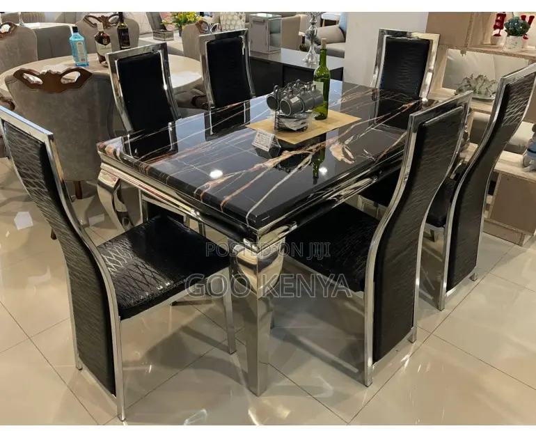 Home Dining Set; Quality Marble Dining With Leather Seats for Family