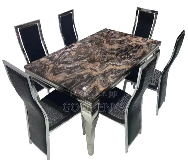 Home Dining Set; Quality Marble Dining With Leather Seats for Family