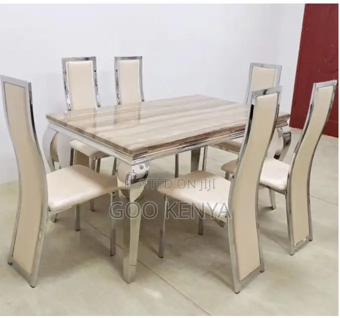 Home Dining Set; Quality Marble Dining With Leather Seats for Family