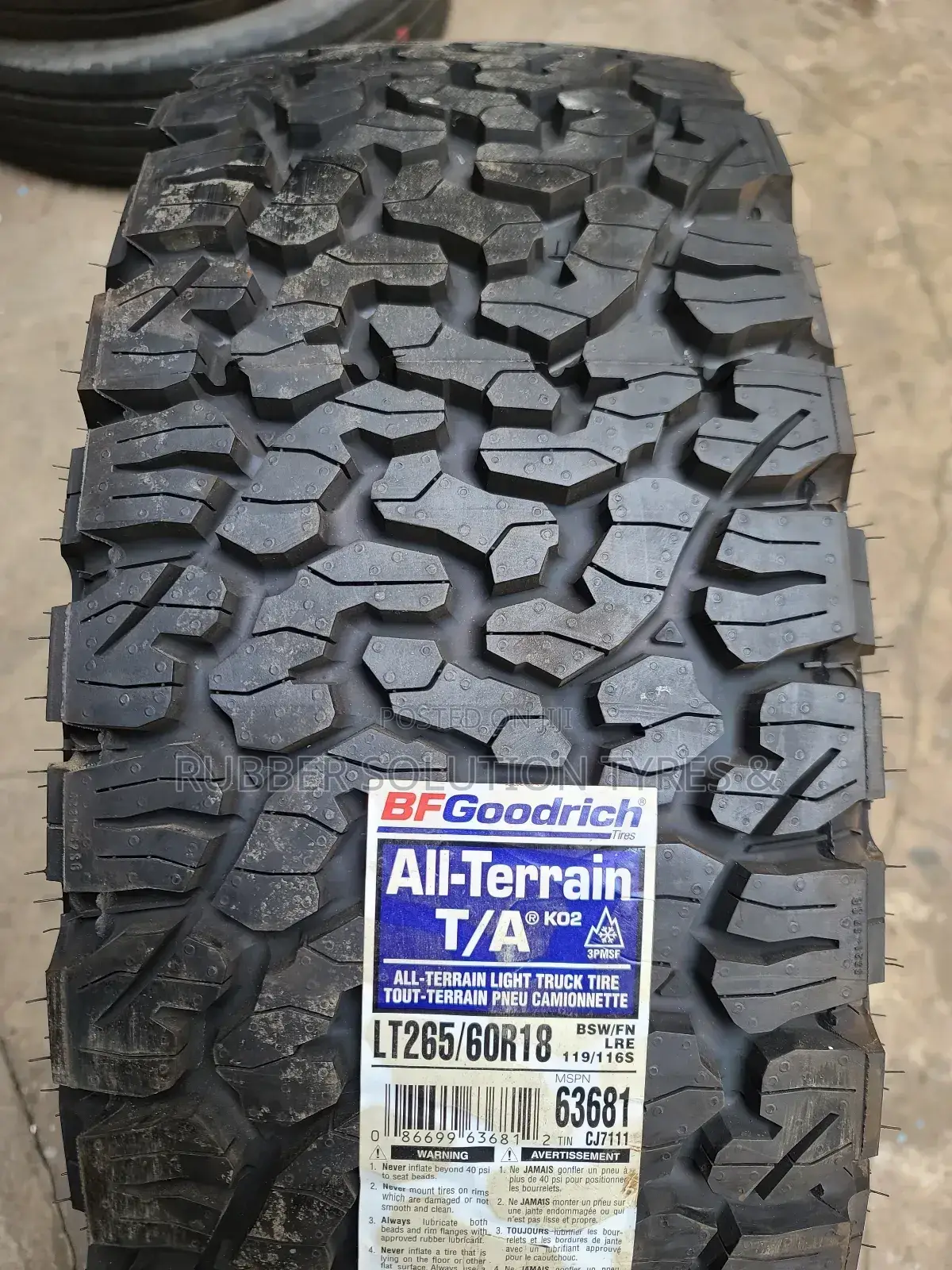 265 /60 R18 Bf-Goodrich a/Tk02 Engineered in Usa