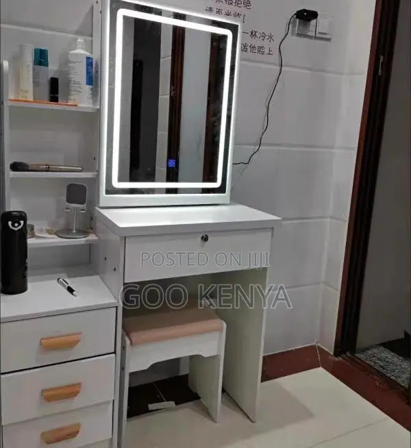 Home Dressing Table; Wooden Vanity Dressing Table With Sliding Mirror