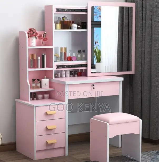 Home Dressing Table; Wooden Vanity Dressing Table With Sliding Mirror