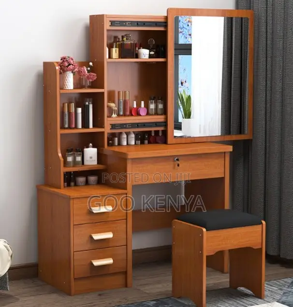 Home Dressing Table; Wooden Vanity Dressing Table With Sliding Mirror