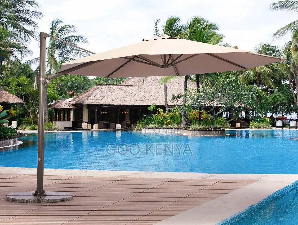 Outdoor Umbrella; Large Outdoor Umbrella With Integrated Led Lighting