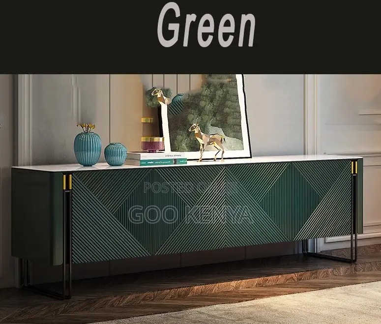 Home Cabinet; Metal Leg Wood Coffee Table With Cupboards