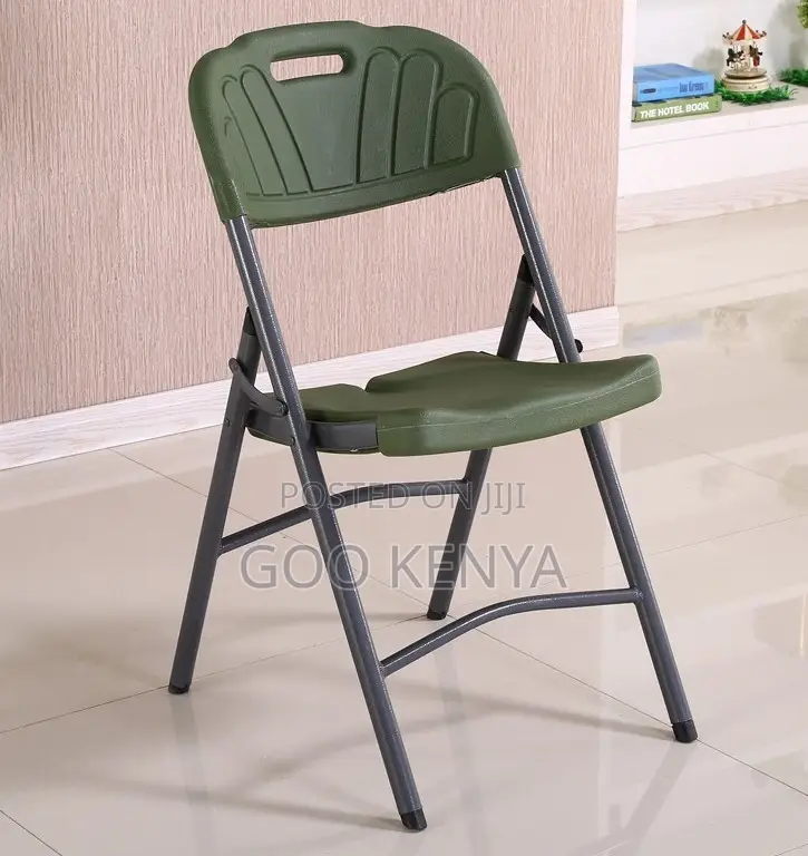 Home Chair; Durable Plastic Folding Chair With Sturdy Strong Metal Leg