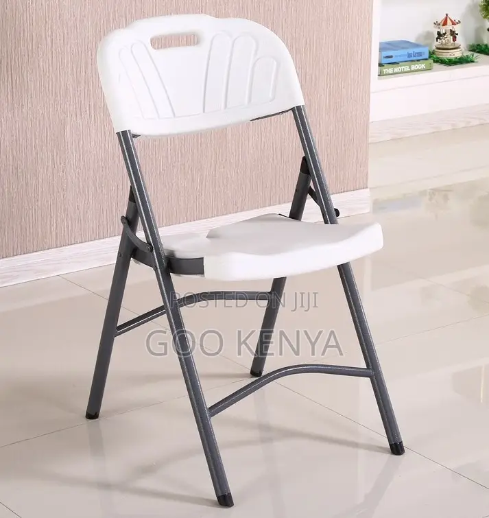 Home Chair; Durable Plastic Folding Chair With Sturdy Strong Metal Leg
