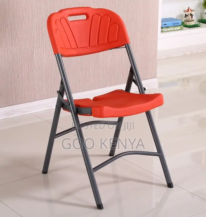 Home Chair; Durable Plastic Folding Chair With Sturdy Strong Metal Leg