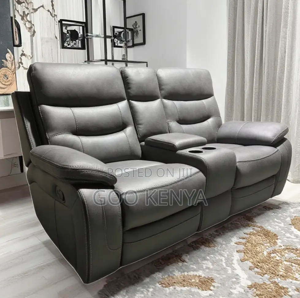 Home Sofa; 2-person Leather Home Theater Recliner Sofa With Cup Holder