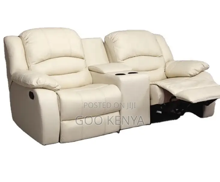 Home Sofa; 2-person Leather Home Theater Recliner Sofa With Cup Holder