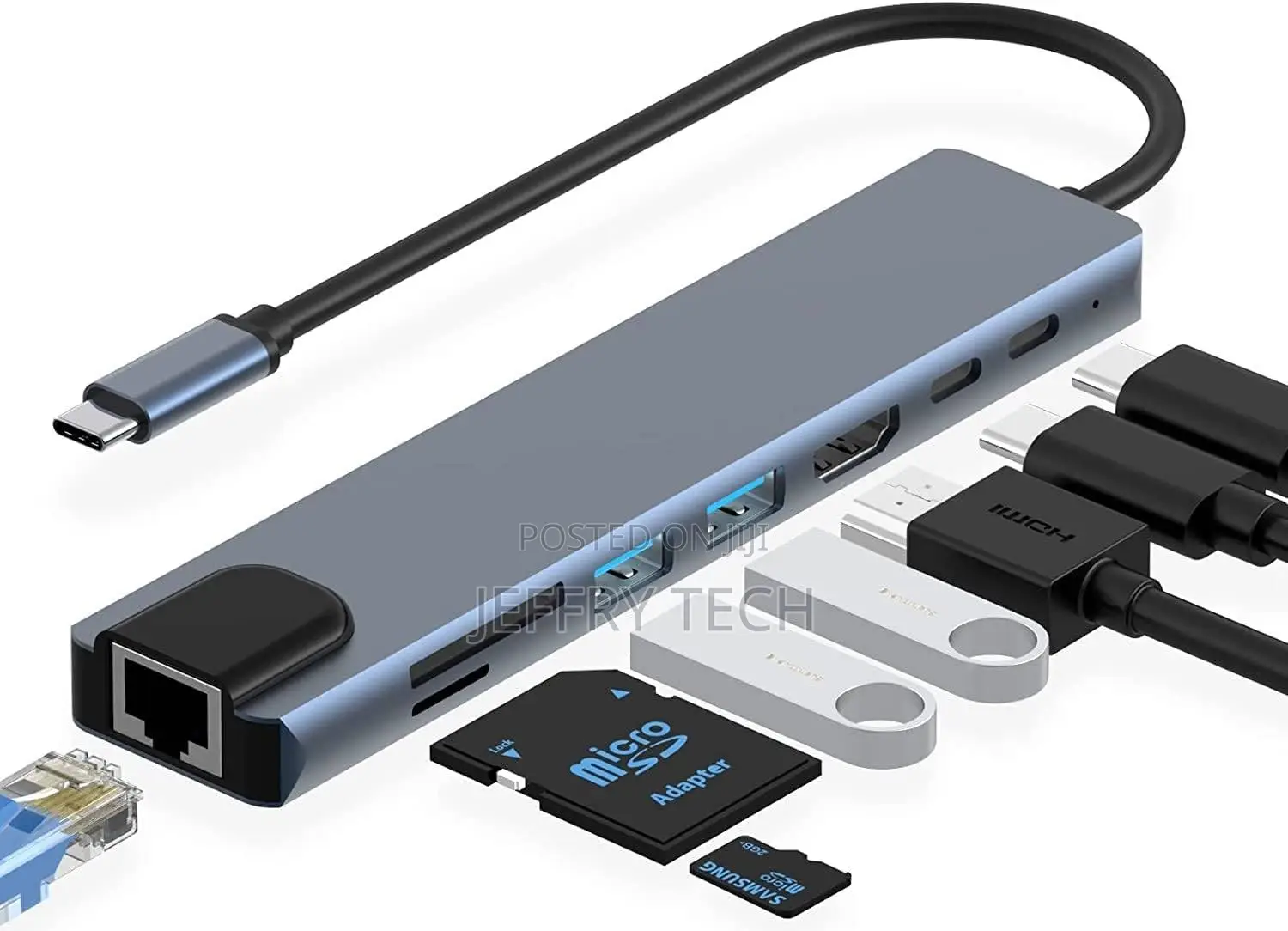 Type-C to HDTV 8 in 1 Adapter, With Hdmi, Pd Power Delivery, Usb-C