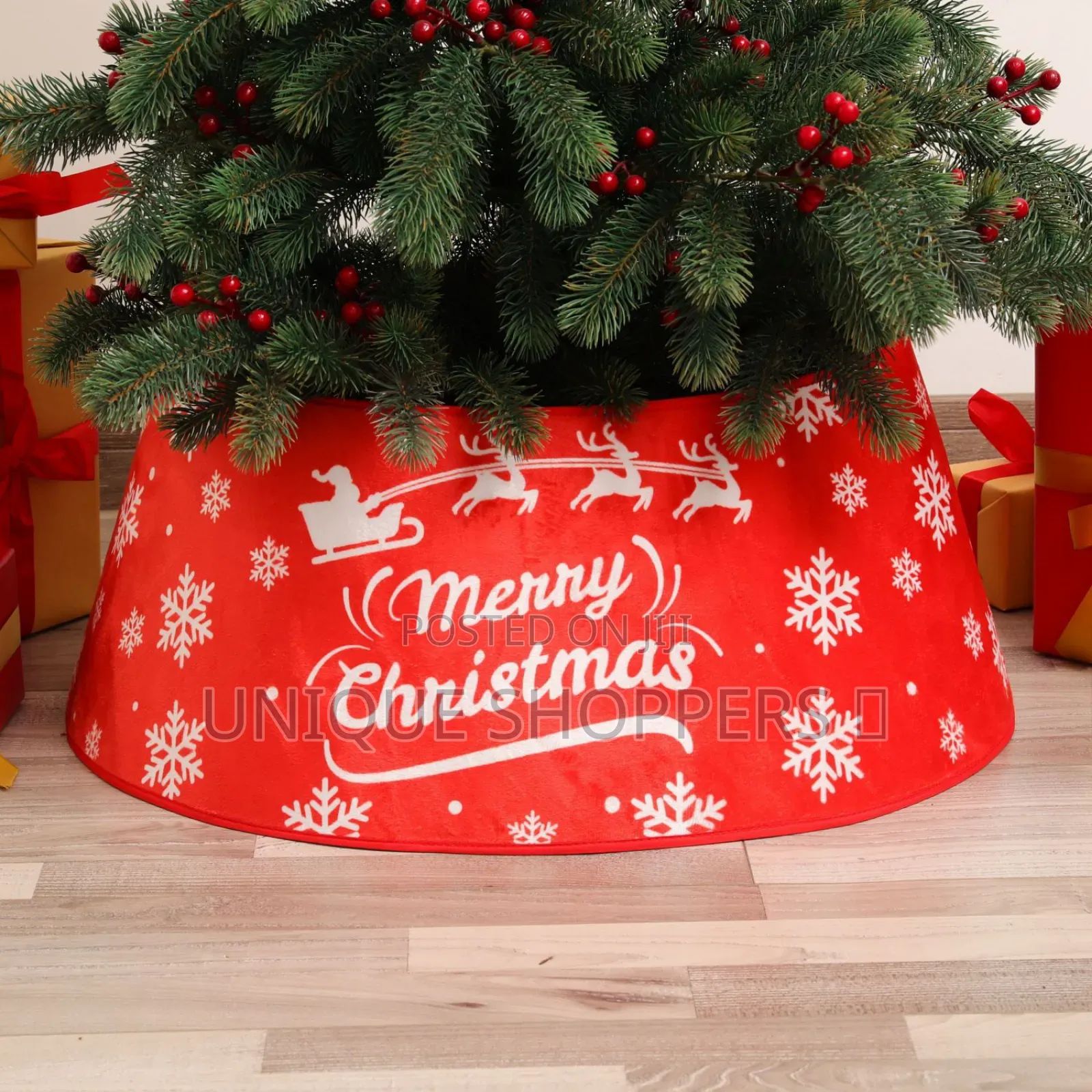 Merry Christmas Tree Skirt Collar Soft Holiday Indoor Decoratio