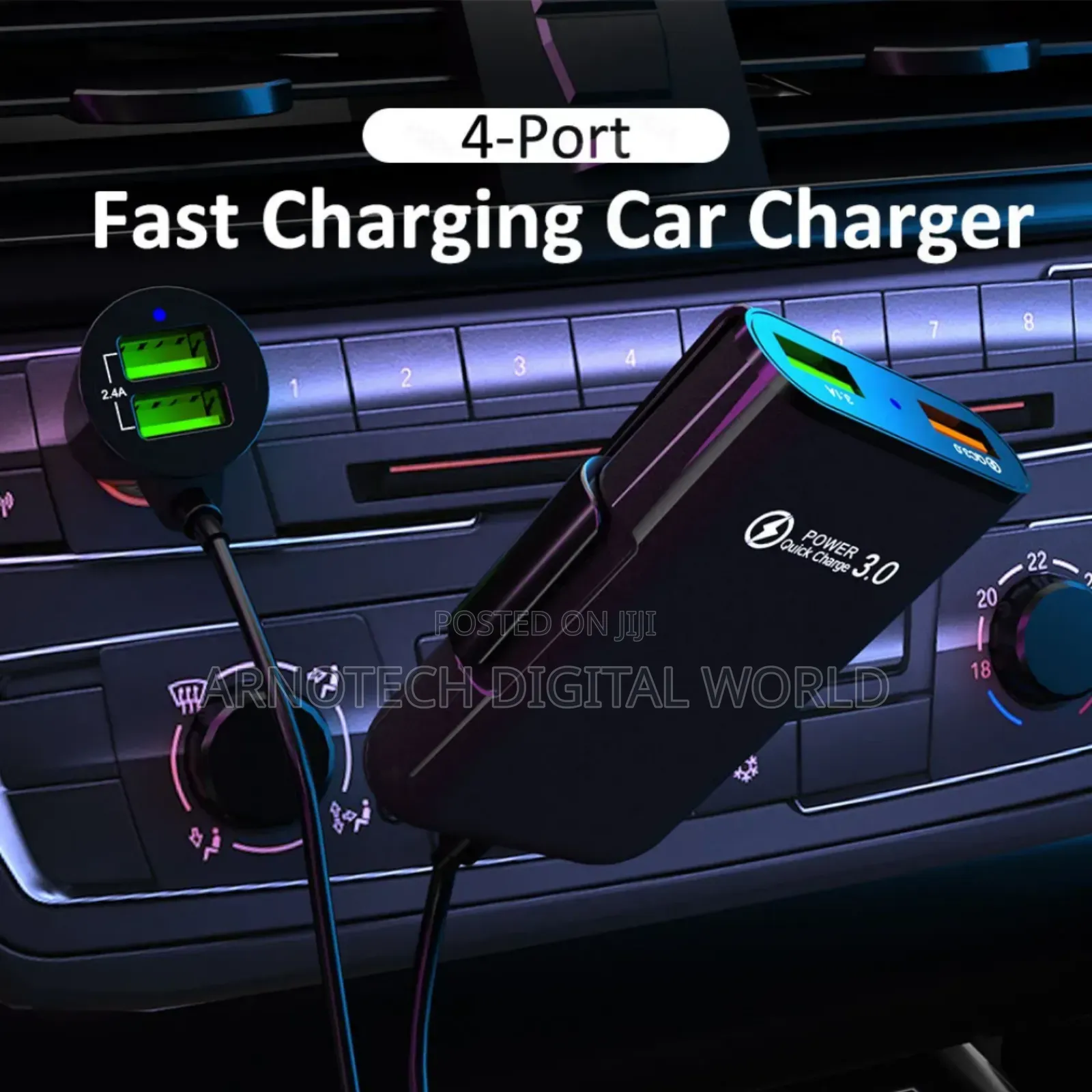 4-Multi-Ports Fast Car Charger