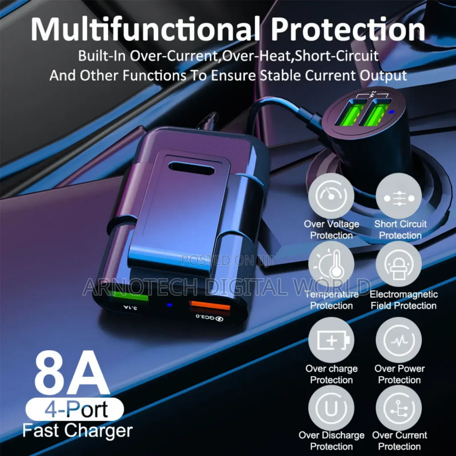 4-Multi-Ports Fast Car Charger