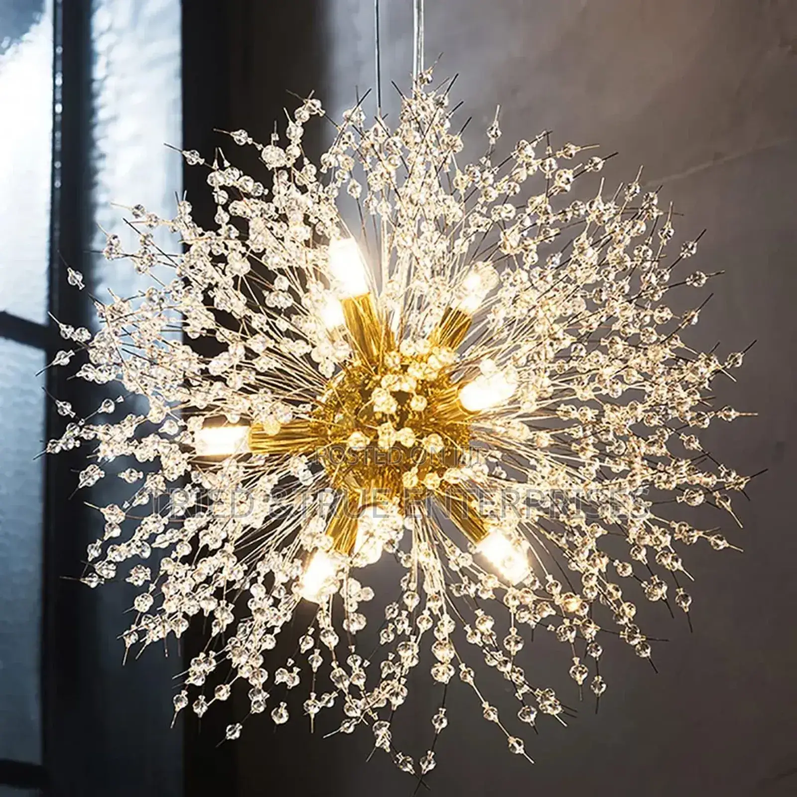 Modern Gold Dandelion Crystal Fireworks Chandelier Light Yt4