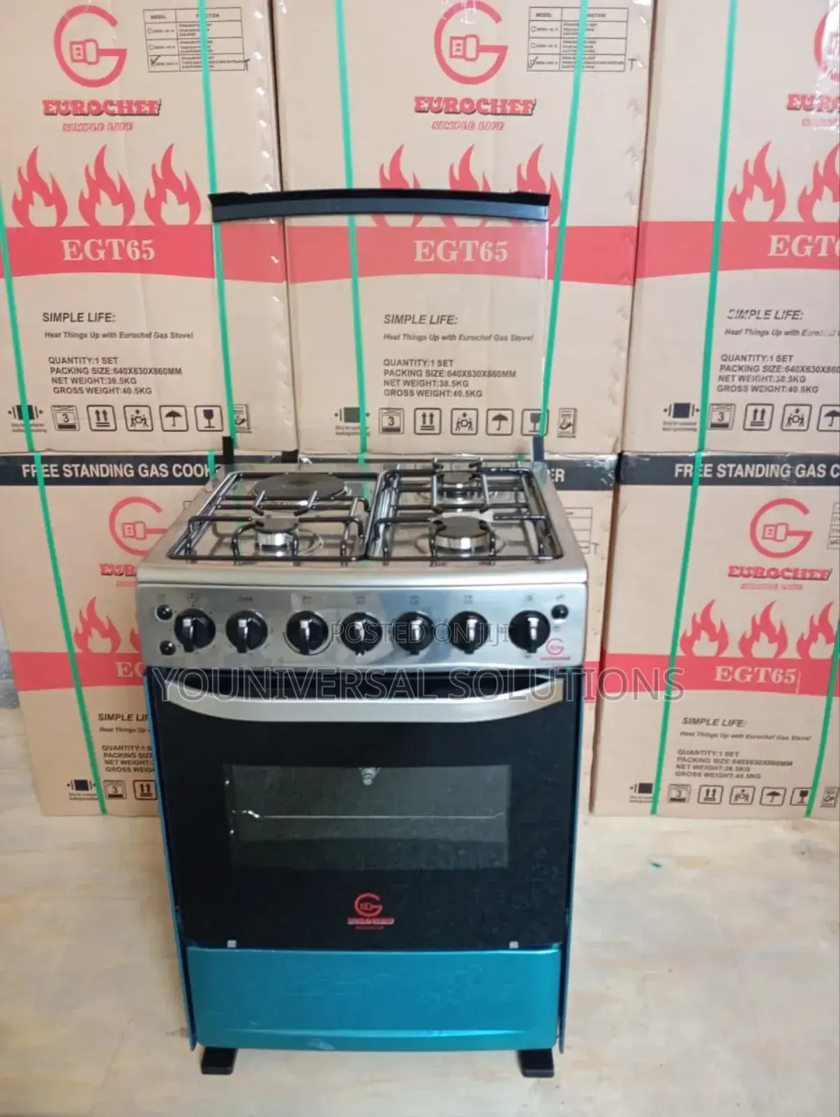 60*65 Eurochef Free Standing 3 Gas Burner + Electric Plate