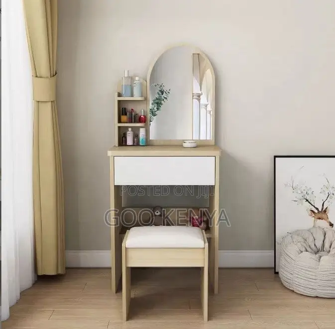 Home Dressing Table;White Lacquer Makeup Vanity With Mirror and Stool