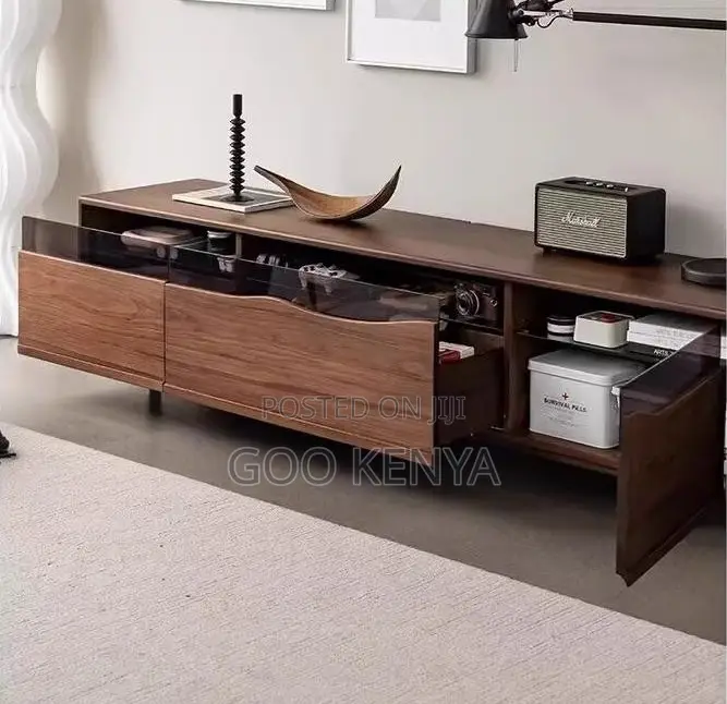 Home Tv Stand; Tv Console Wood Entertainment Unit for Living Room