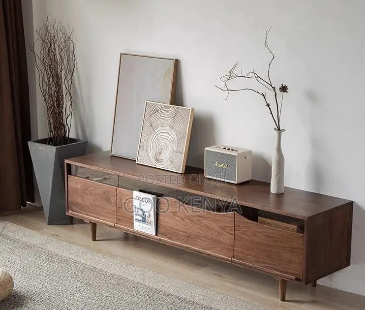 Home Tv Stand; Tv Console Wood Entertainment Unit for Living Room