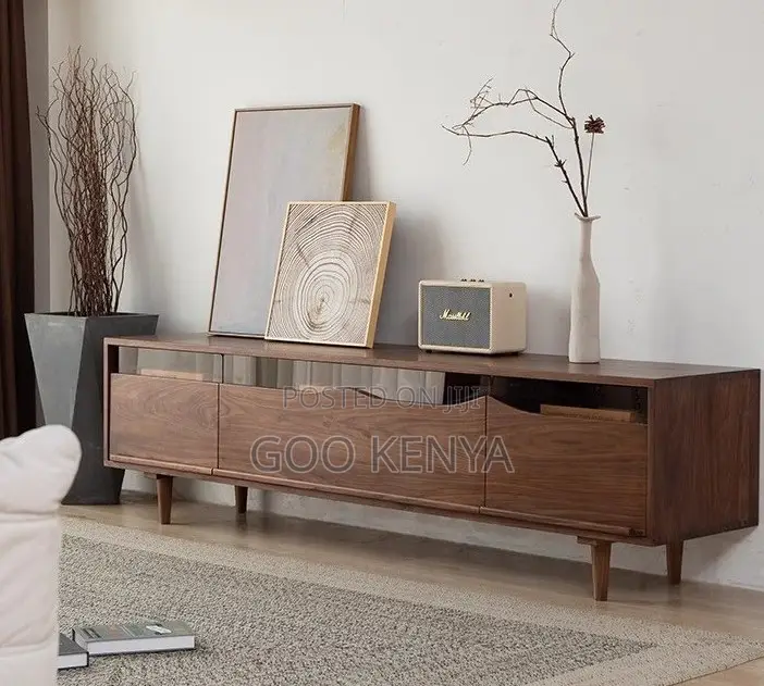 Home Tv Stand; Tv Console Wood Entertainment Unit for Living Room