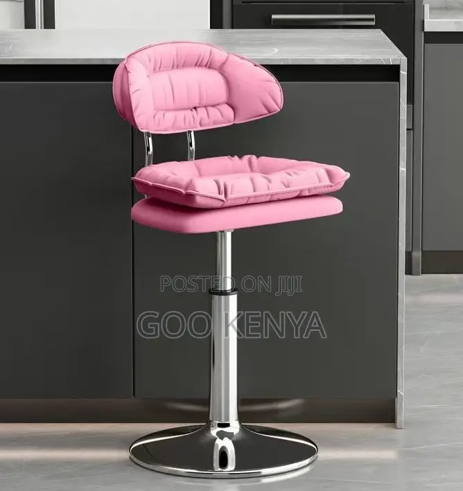 Home Stool; Heavy-Duty Metal Bar Stool With Metal Base and Leather