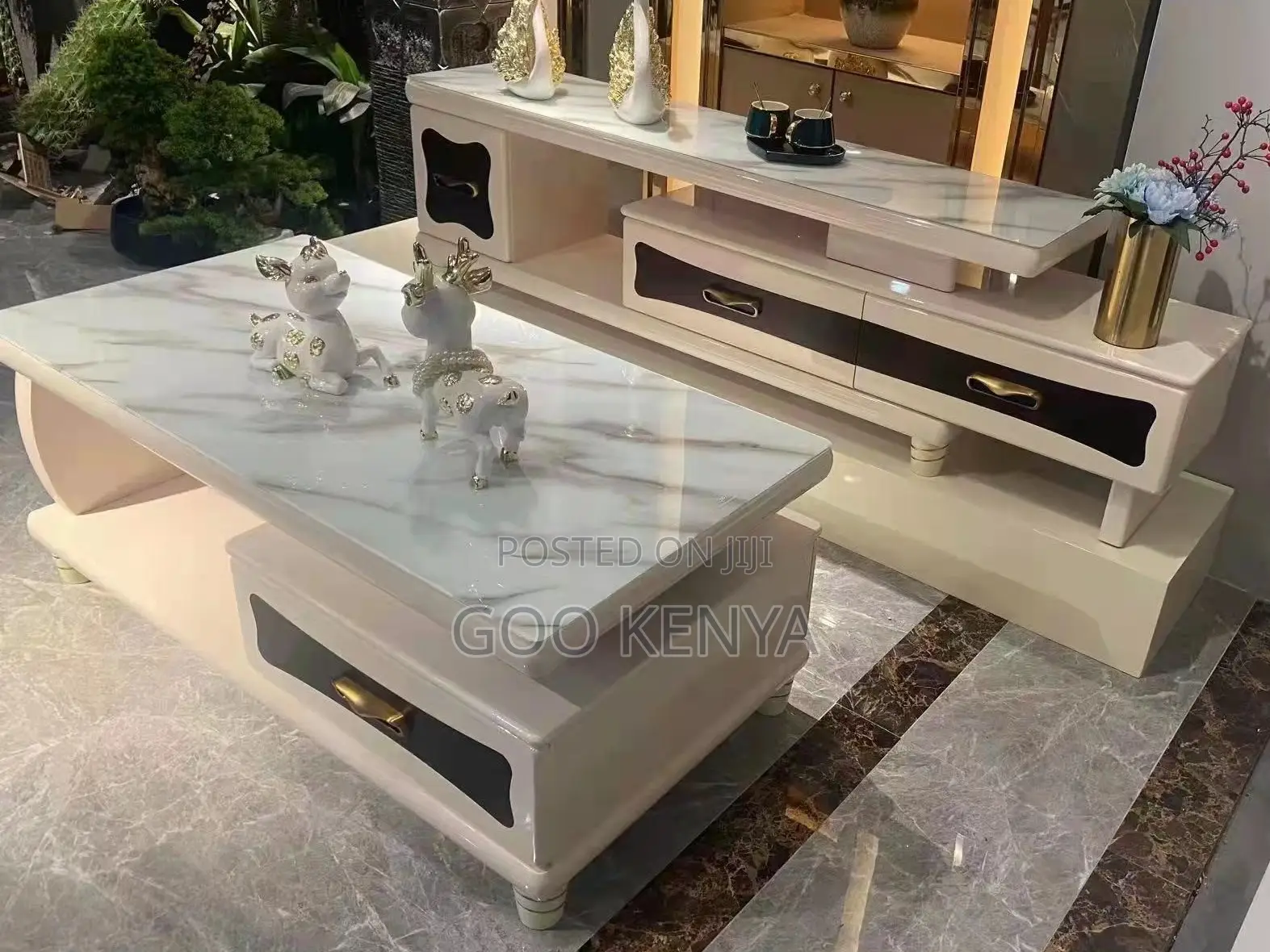 Home Tv Table Set; Furniture Tv Stand With Storage Drawers and Table