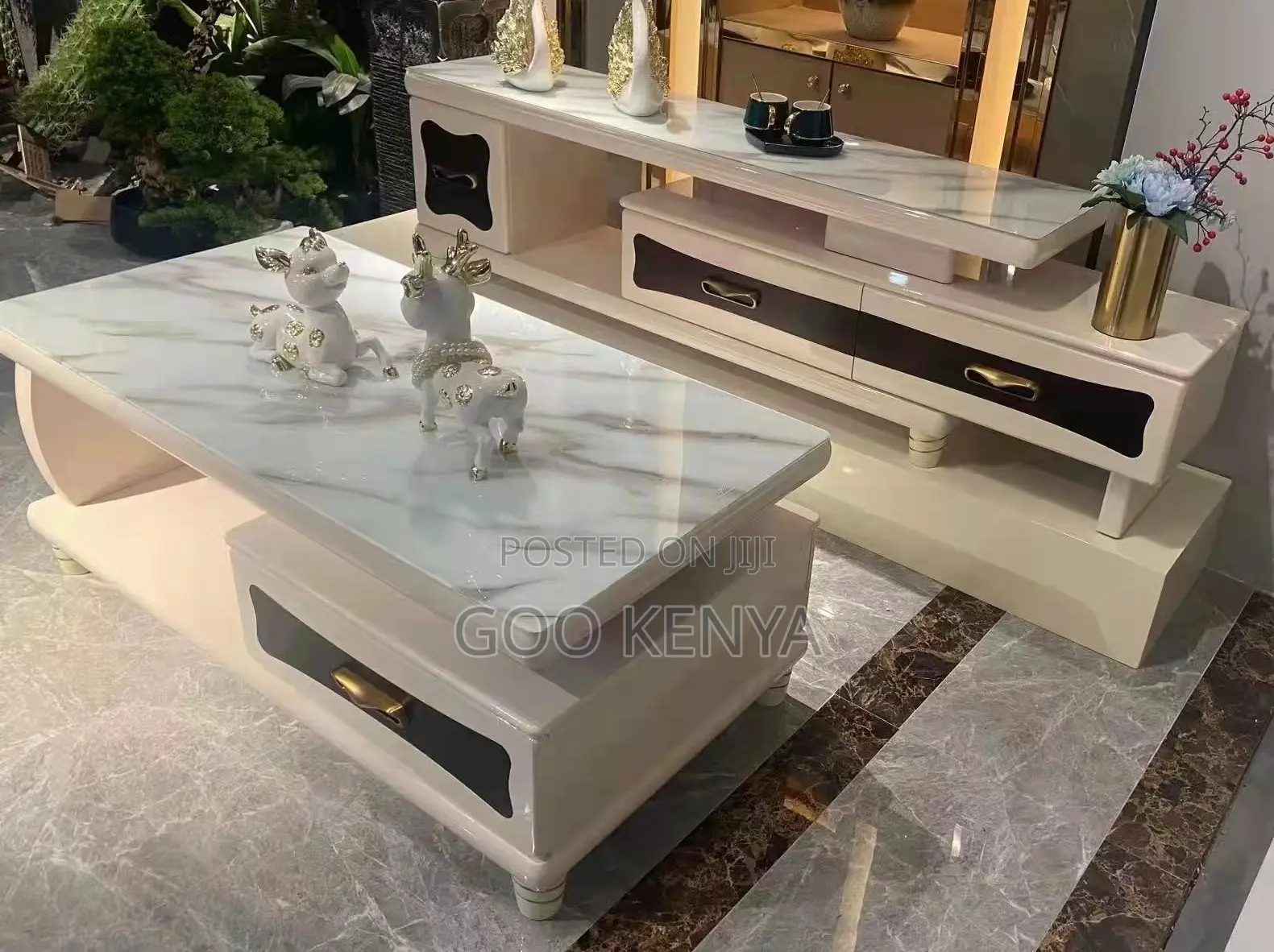 Home Tv Table Set; Furniture Tv Stand With Storage Drawers and Table
