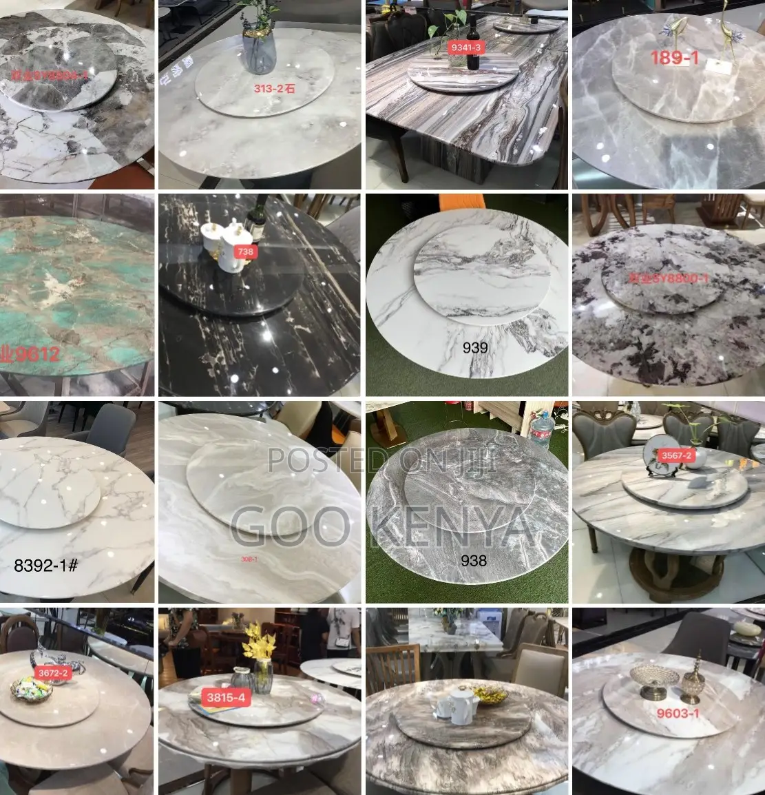 Home Dining Set; Dining Furniture Set With Marble Lazy Susan Table Top