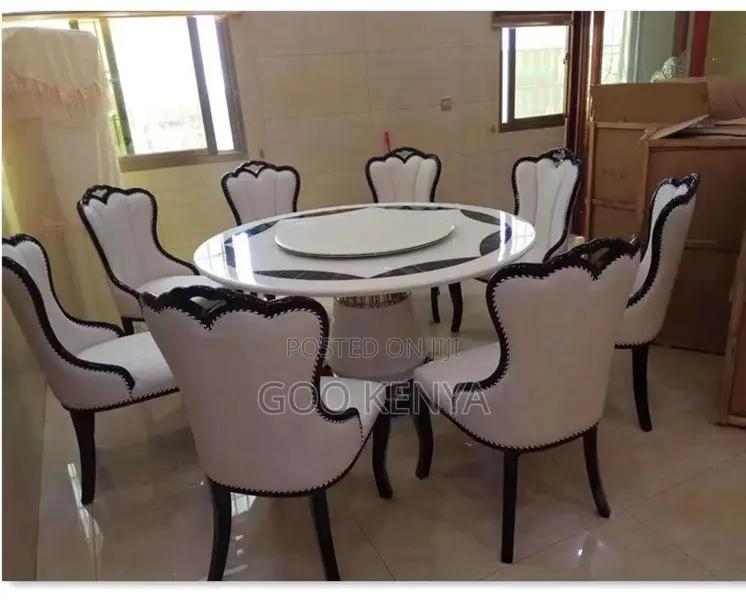 Home Dining Set; 8-Person Marble Lazy Susan Table Top Dining Home Set