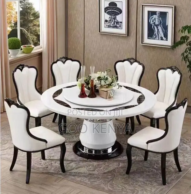 Home Dining Set; 8-Person Marble Lazy Susan Table Top Dining Home Set