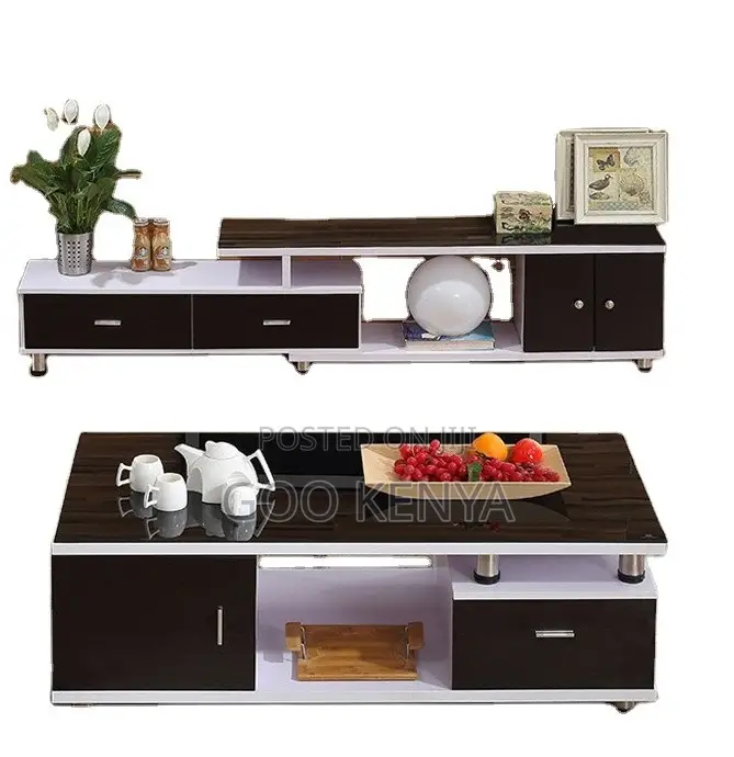 Home Tv Table Set; Multifunctional Tv Cabinet Table Set With Metal Leg