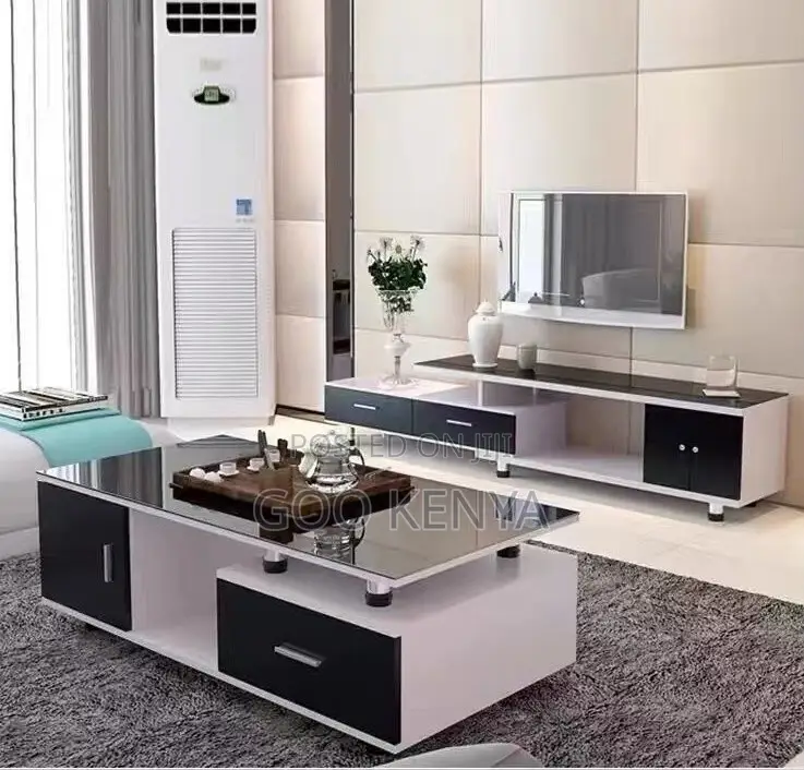 Home Tv Table Set; Multifunctional Tv Cabinet Table Set With Metal Leg