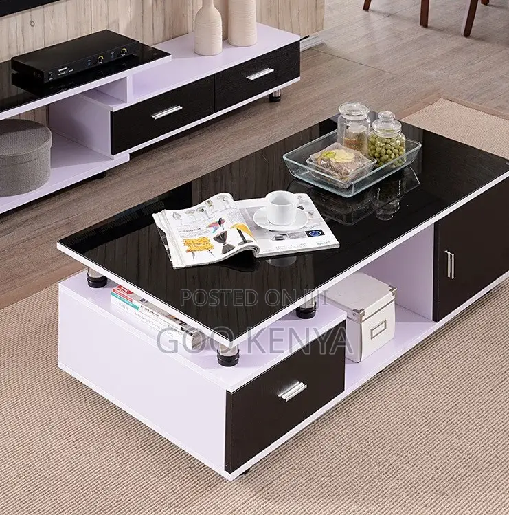 Home Tv Table Set; Multifunctional Tv Cabinet Table Set With Metal Leg