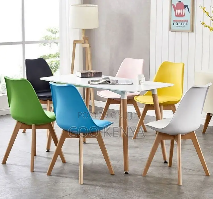 Home Chair; Tulip Chair With Padded Leather Seat for Leisure Spaces