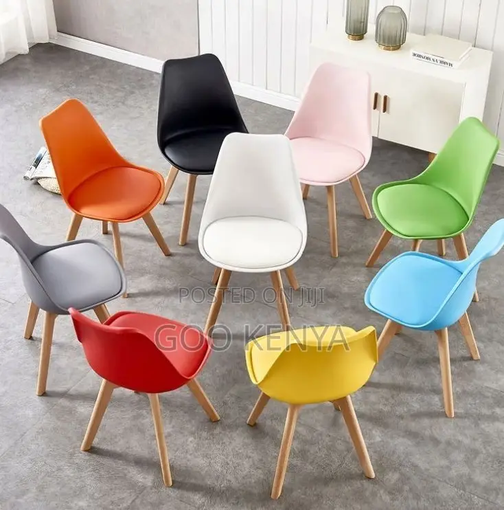 Home Chair; Tulip Chair With Padded Leather Seat for Leisure Spaces