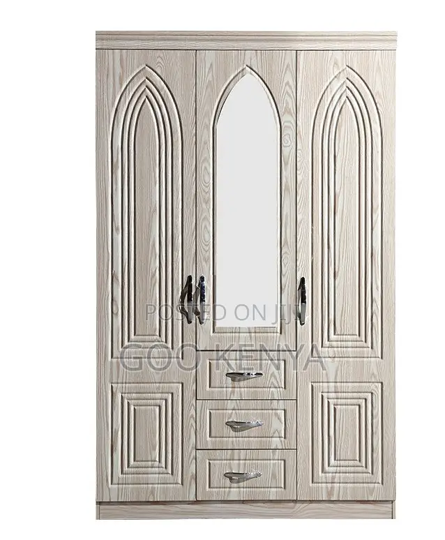 Home Wardrobe; 3-Door MDF Wardrobe With Modern Design and Storage