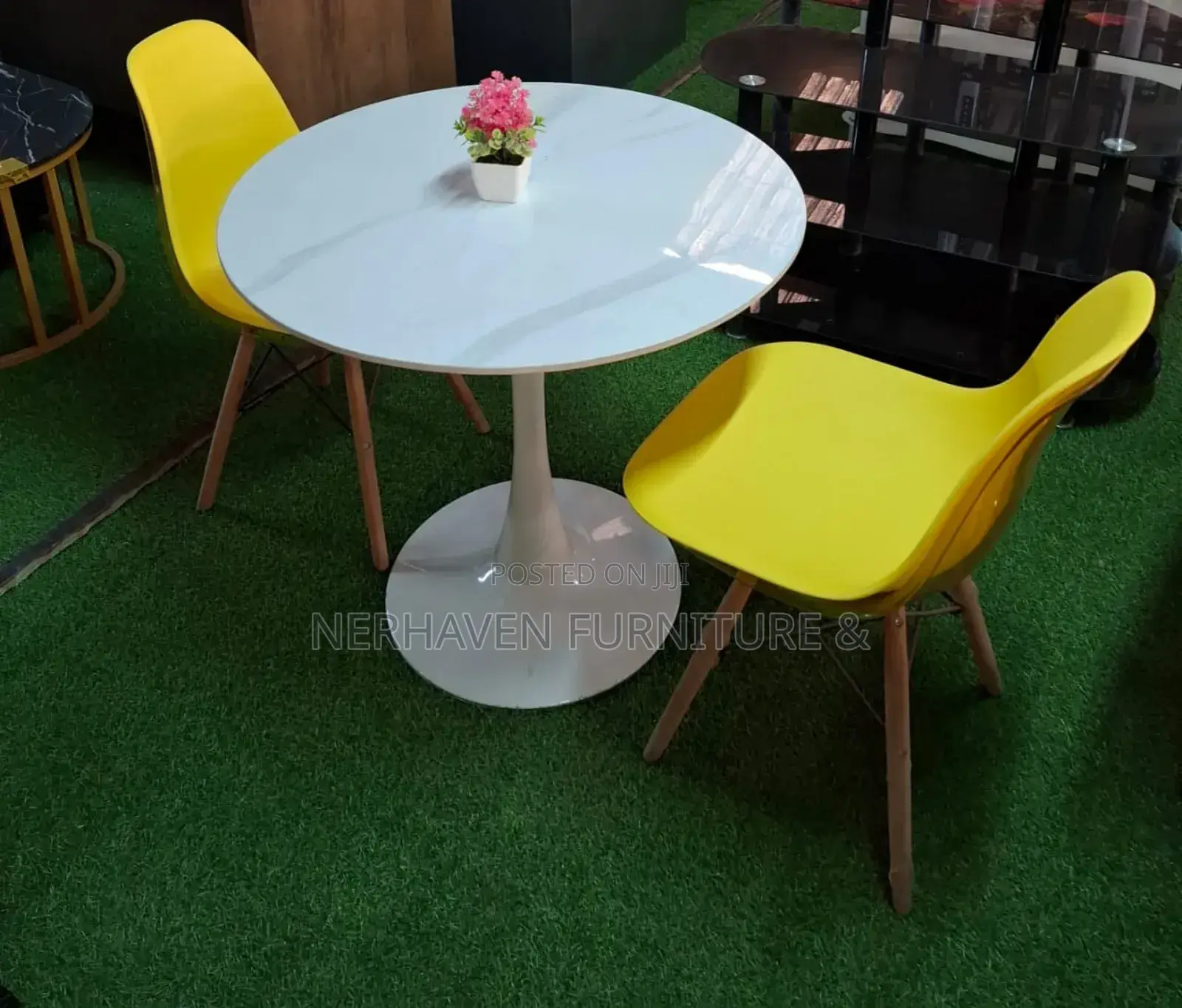 2 Seater Dining Table -- Yellow Chairs